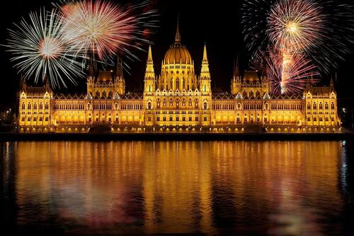 best-pub-crawl-in-budapest-fireworks-parliament | New Years Eve in Europe