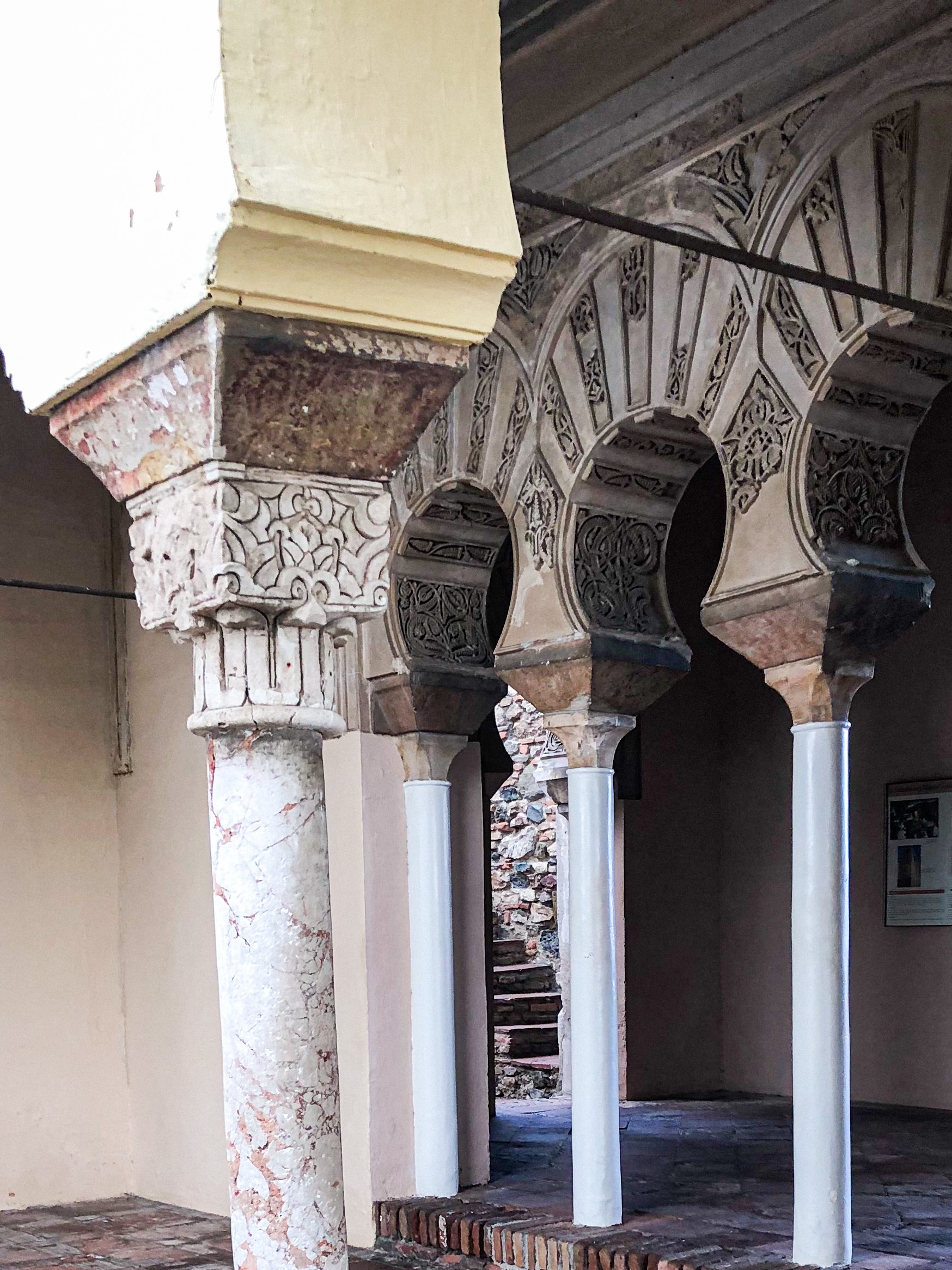 Arches at the Alcazaba Palace in Malaga, Spain