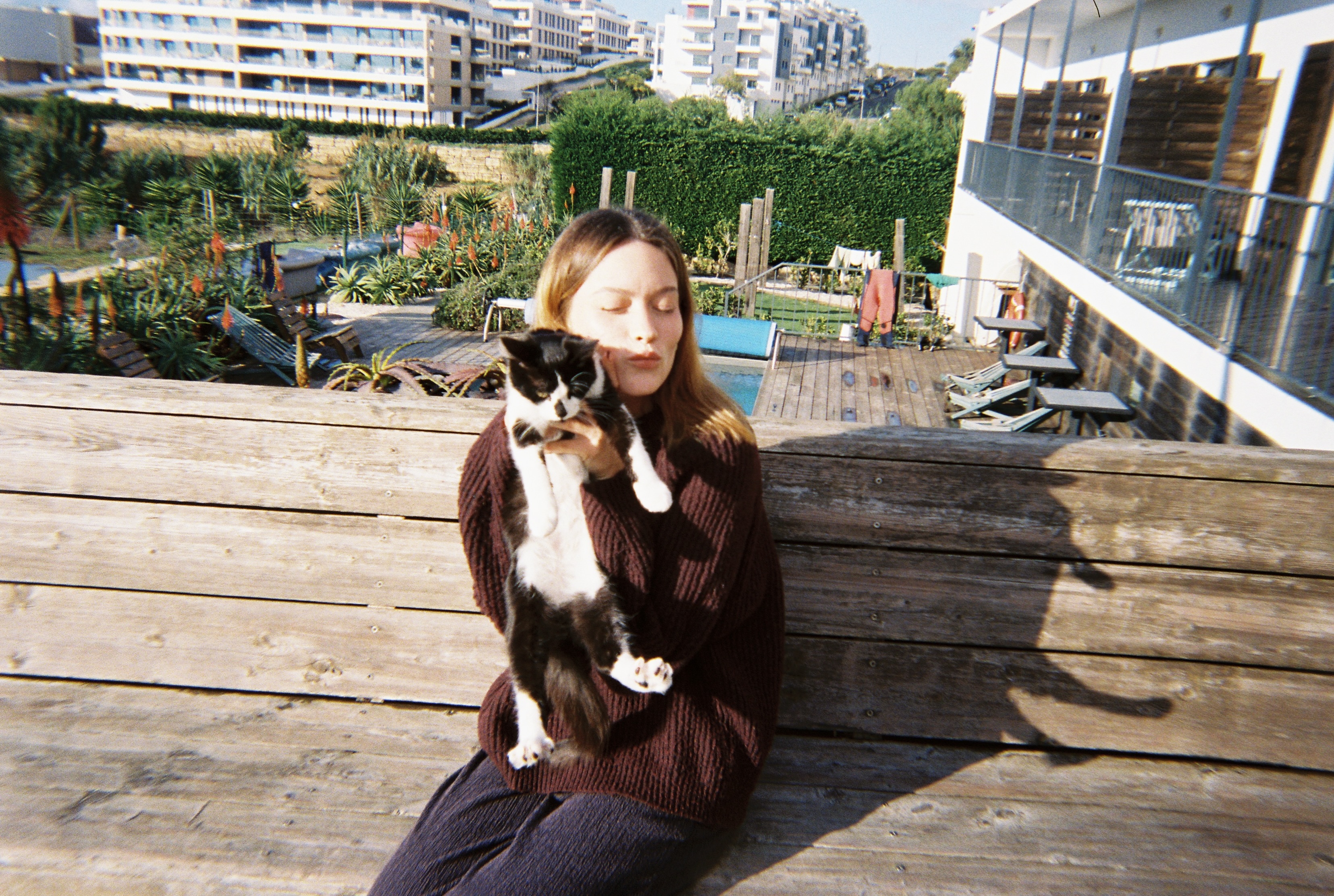 hostel life, receptionist, Ericeira, disposable camera, cats